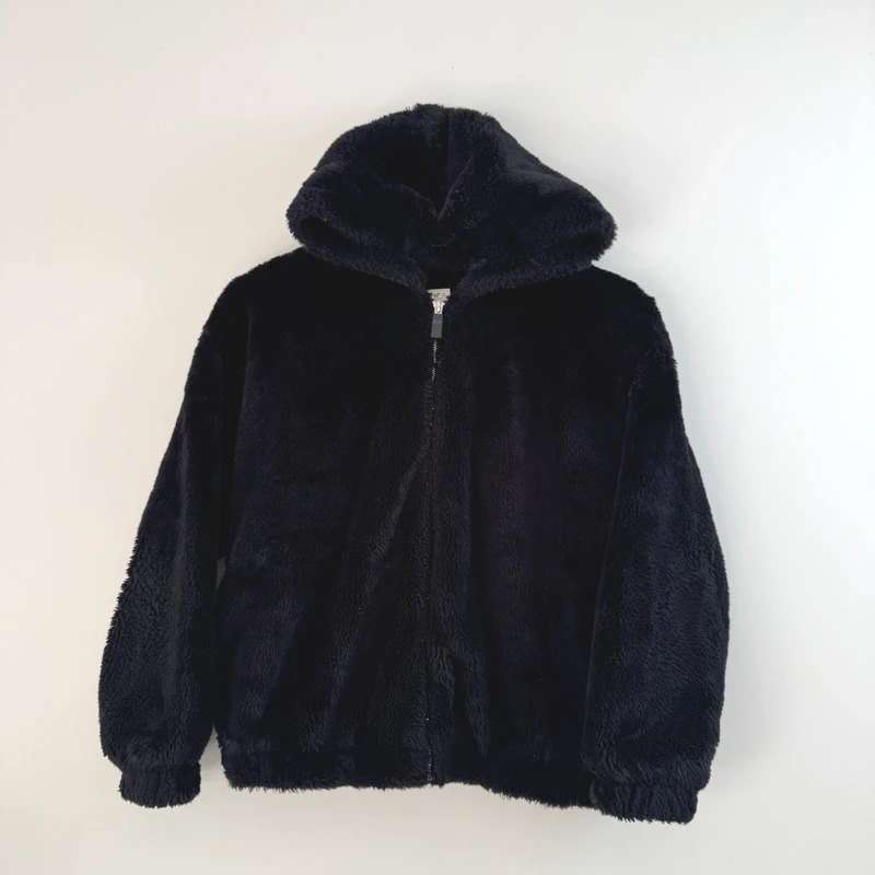 F&F Black Faux Fur Zip Hooded Jacket | Age 11–12 Years | Soft Teddy Fleece | EAN 5059697086960
