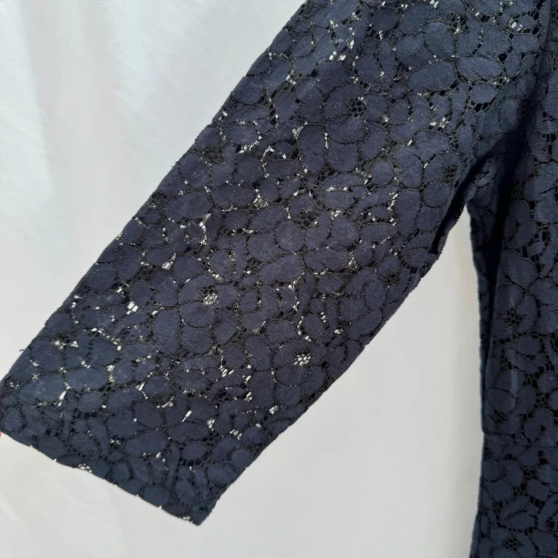 Cotton Traders Mid Night Blue Lace Fit And Flare Midi Dress UK 10 - Image 4