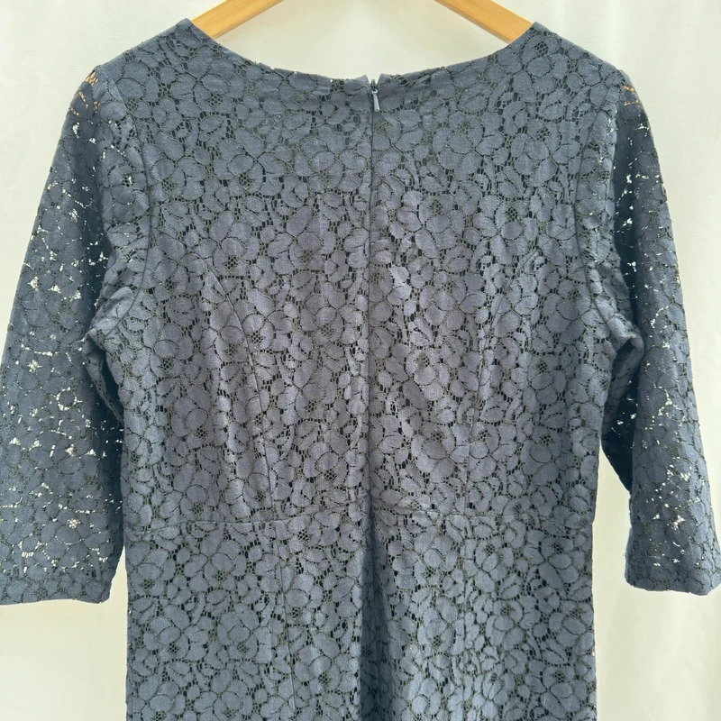 Cotton Traders Mid Night Blue Lace Fit And Flare Midi Dress UK 10 - Image 5