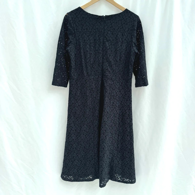 Cotton Traders Mid Night Blue Lace Fit And Flare Midi Dress UK 10 - Image 7