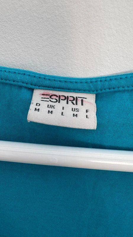 Esprit Vest Top UK M Turquoise Blue Sleeveless Ruffle Neck Gathered Front Cotton Modal - Image 5