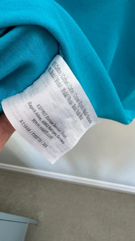 Esprit Vest Top UK M Turquoise Blue Sleeveless Ruffle Neck Gathered Front Cotton Modal - Image 7
