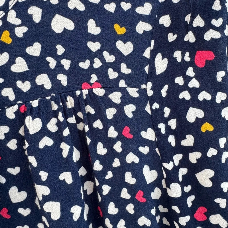 Monsoon Navy Heart Print Pussy Bow Tie Neck Blouse UK 12 Viscose - Image 2