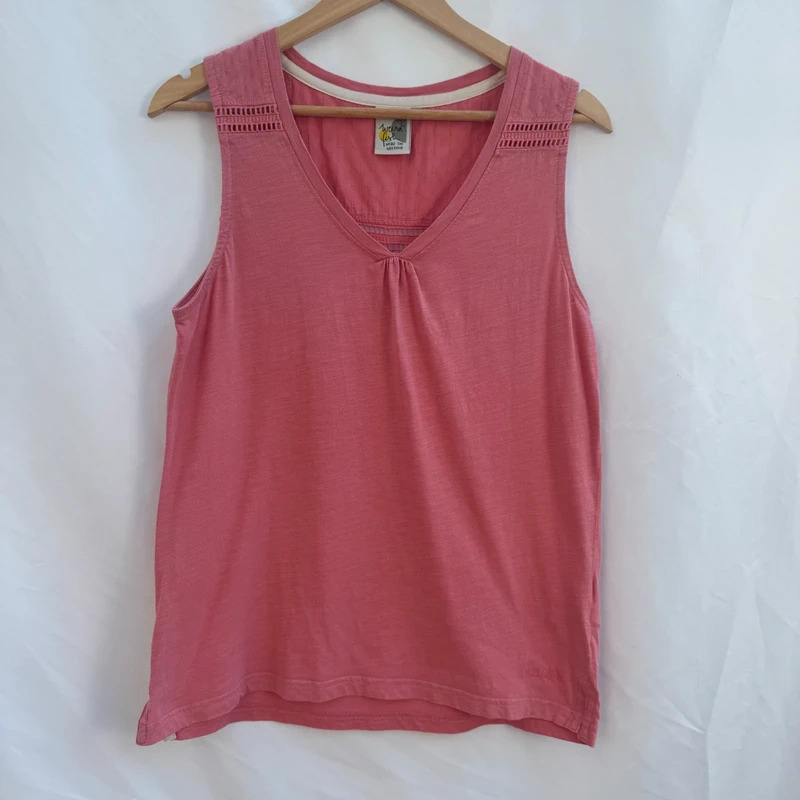 Weird Fish Tirtha Pink Embroidered Organic Cotton Vest Top UK 14