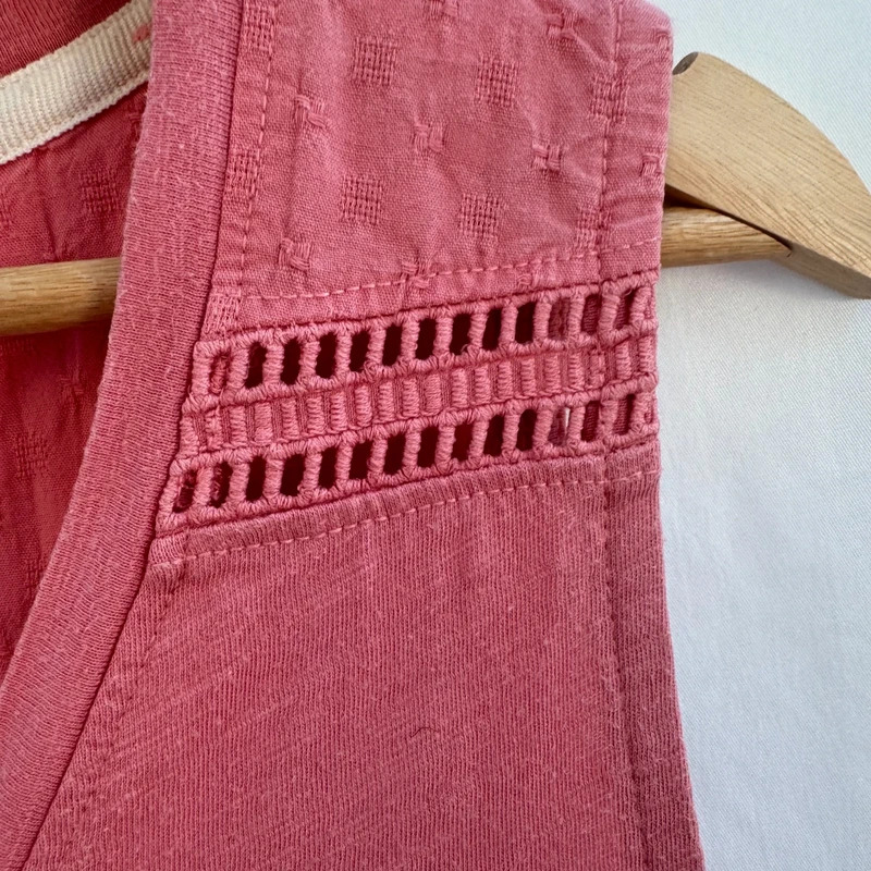 Weird Fish Tirtha Pink Embroidered Organic Cotton Vest Top UK 14 - Image 2