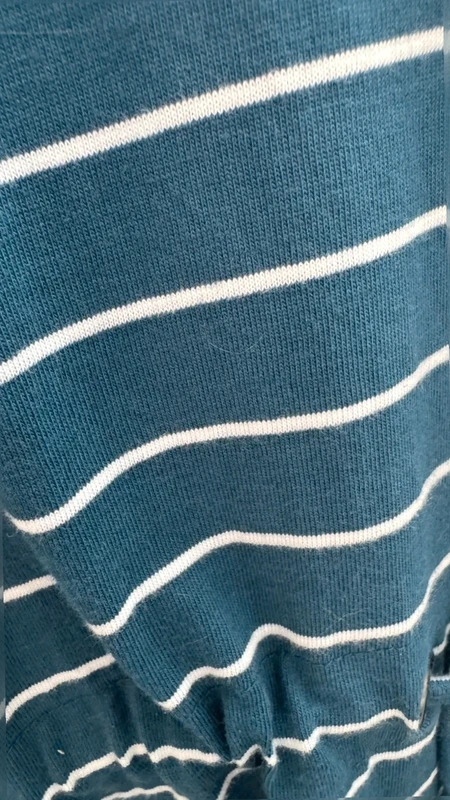 Quba & Co Teal Blue White Striped Cotton Dress UK 12 Drawstring Waist Nautical - Image 6