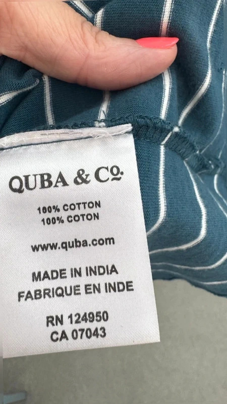 Quba & Co Teal Blue White Striped Cotton Dress UK 12 Drawstring Waist Nautical - Image 9