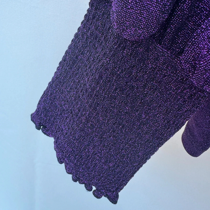 M&S Collection Purple Lurex Glitter Long Sleeve Top UK14 Party Occasion Shimmer - Image 4