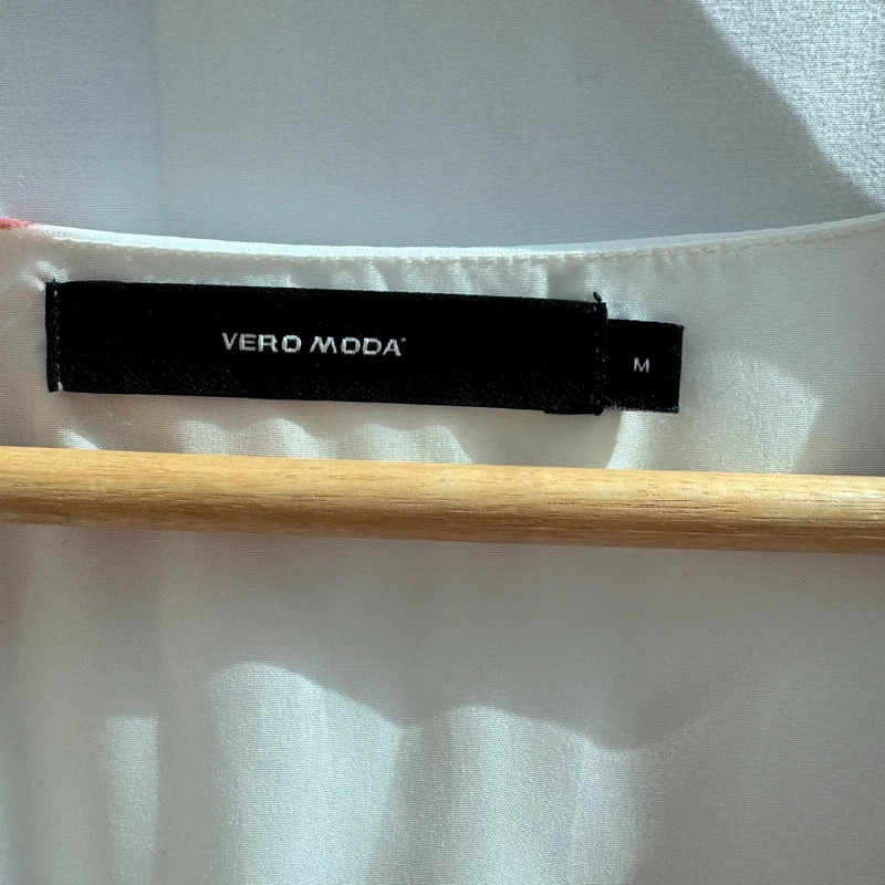 Vero Moda Cream Floral Midi Wrap Dress Size M Fits UK 10 12 Short Sleeve Tie Waist - Image 2