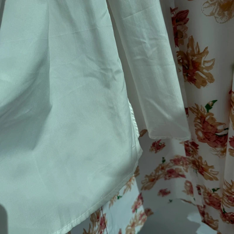 Vero Moda Cream Floral Midi Wrap Dress Size M Fits UK 10 12 Short Sleeve Tie Waist - Image 5