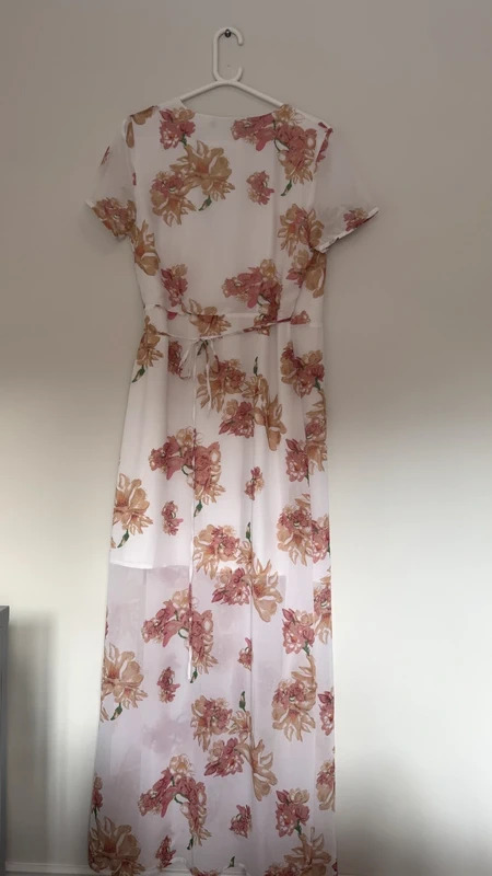 Vero Moda Cream Floral Midi Wrap Dress Size M Fits UK 10 12 Short Sleeve Tie Waist - Image 7