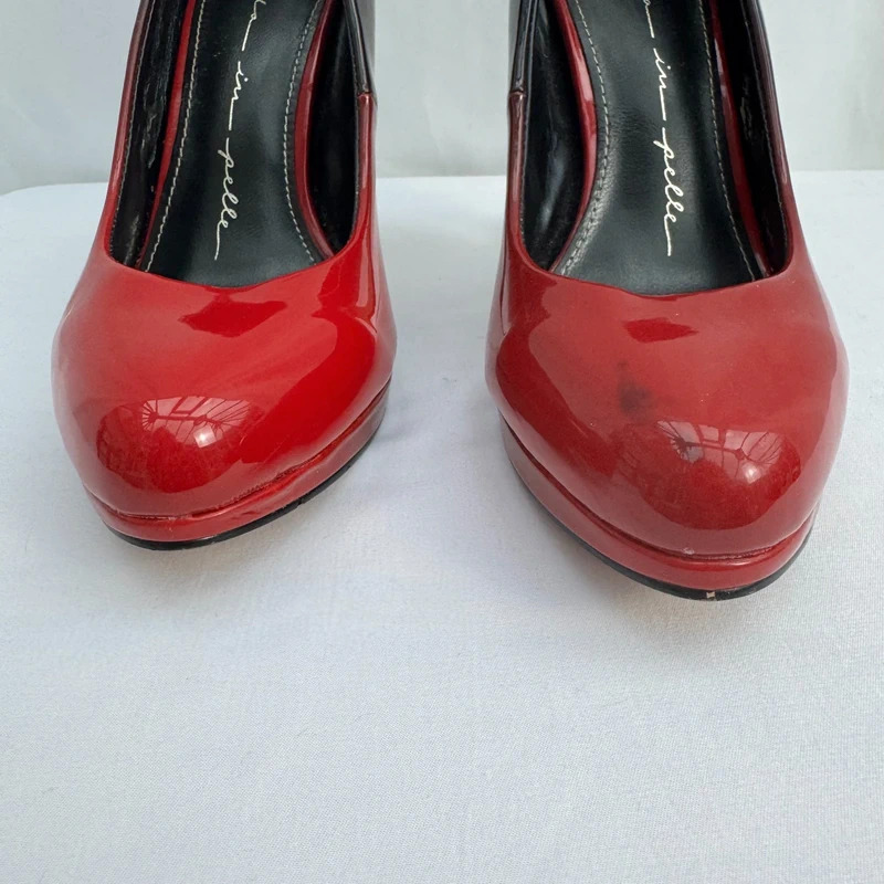 Moda in Pelle Ombré Red-Black Patent Heels EU 39 UK 6 Platform Stiletto + Spare Heels - Image 4