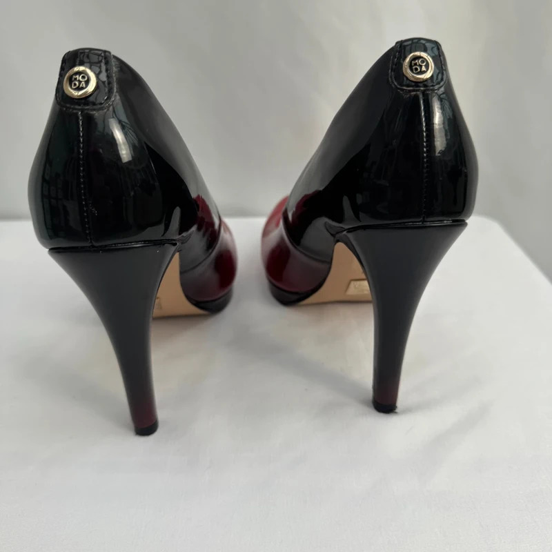 Moda in Pelle Ombré Red-Black Patent Heels EU 39 UK 6 Platform Stiletto + Spare Heels - Image 5