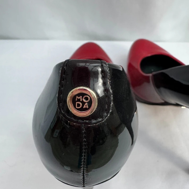 Moda in Pelle Ombré Red-Black Patent Heels EU 39 UK 6 Platform Stiletto + Spare Heels - Image 6