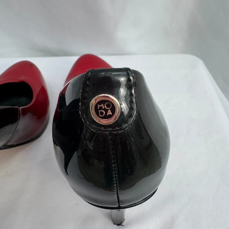Moda in Pelle Ombré Red-Black Patent Heels EU 39 UK 6 Platform Stiletto + Spare Heels - Image 7