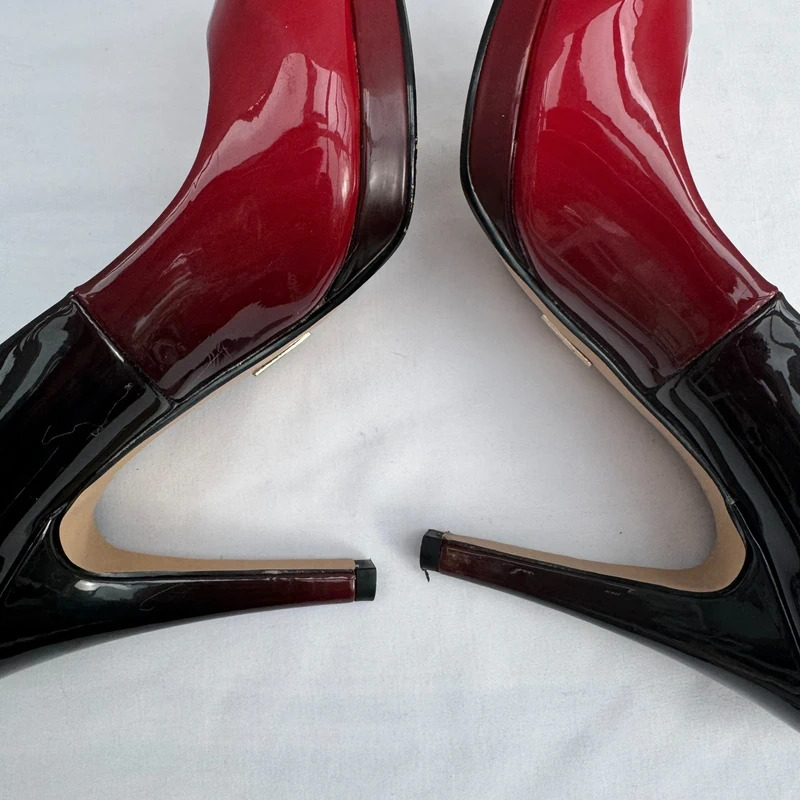 Moda in Pelle Ombré Red-Black Patent Heels EU 39 UK 6 Platform Stiletto + Spare Heels - Image 9