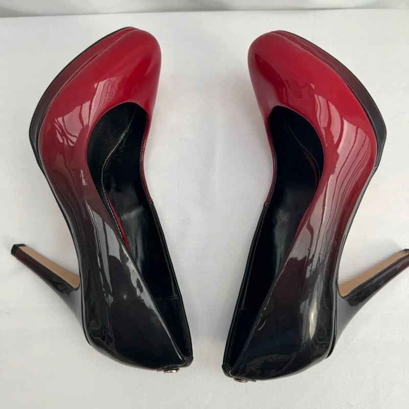 Moda in Pelle Ombré Red-Black Patent Heels EU 39 UK 6 Platform Stiletto + Spare Heels - Image 10