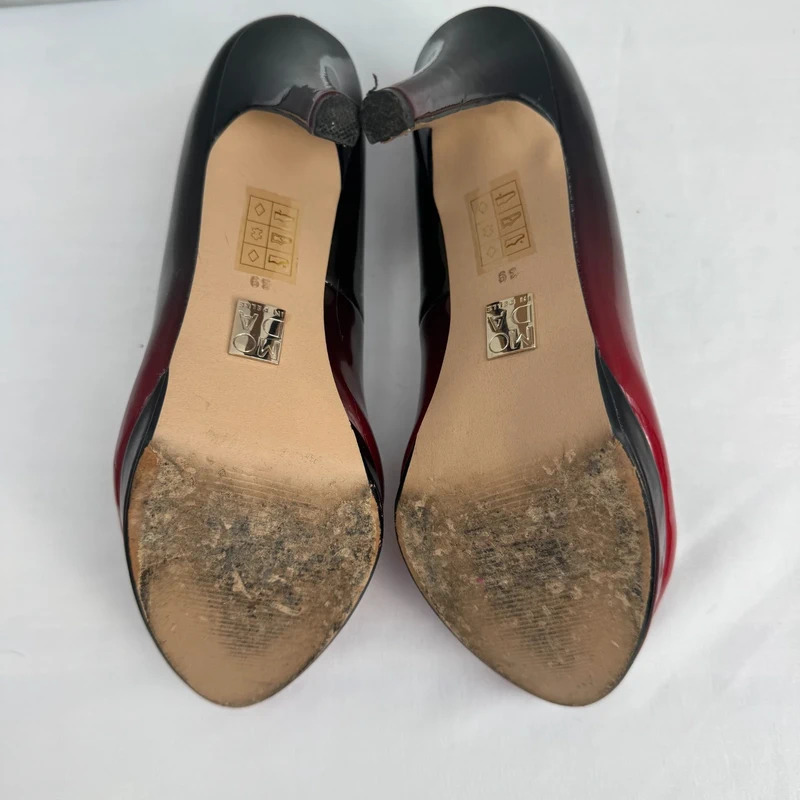 Moda in Pelle Ombré Red-Black Patent Heels EU 39 UK 6 Platform Stiletto + Spare Heels - Image 12