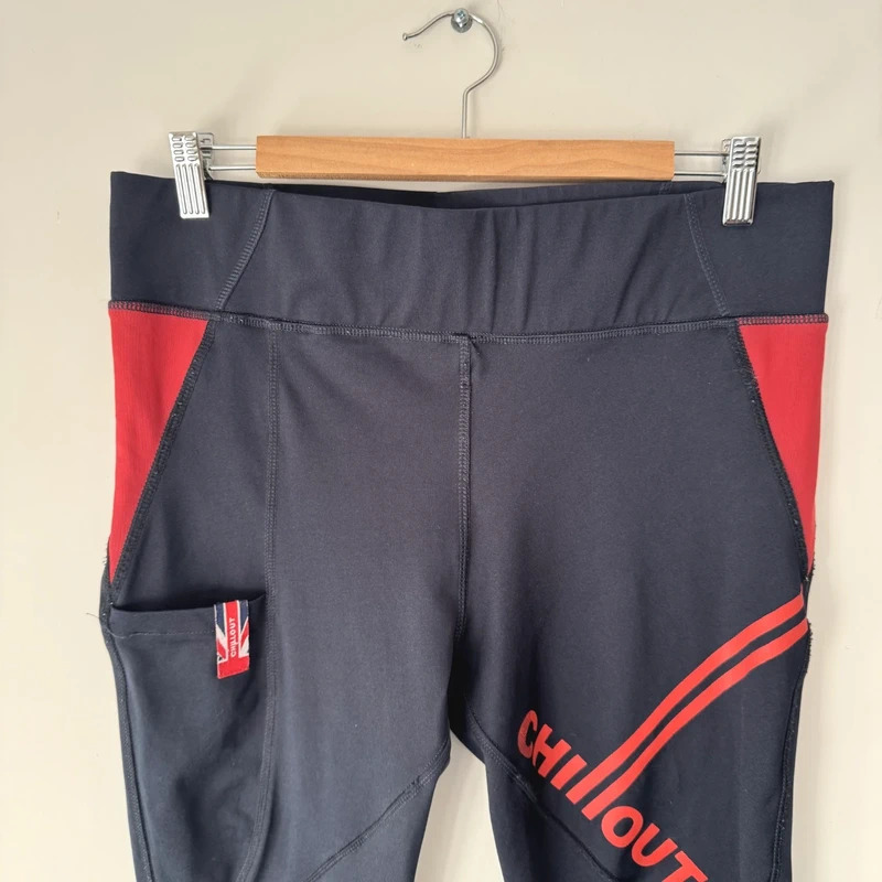 Chillout Horsewear Navy Red Riding Tights Silicone Knee Grip XL Phone Pocket - Image 5