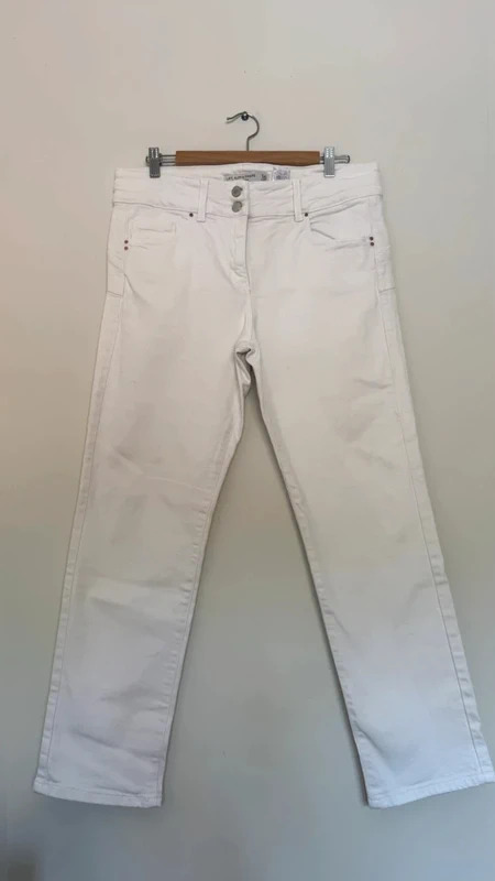 Next Lift Slim & Shape White High Rise Slim Jeans UK 16R Stretch Denim