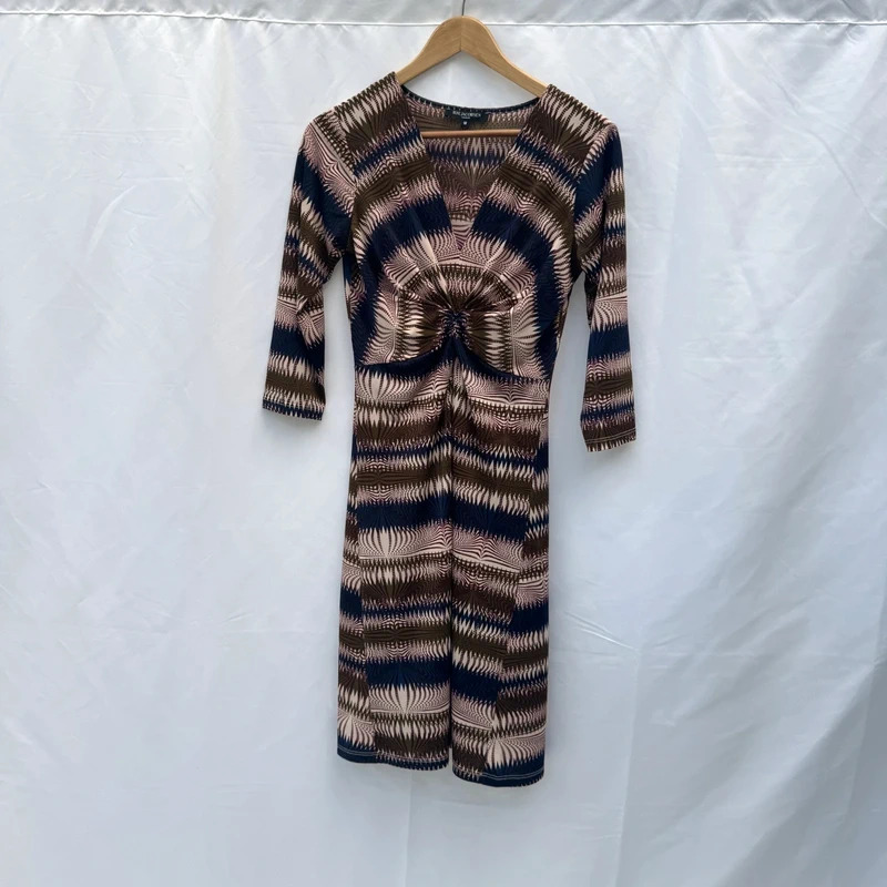 Ilse Jacobsen Crezia Midi Dress Size M UK 12 Geo Print Ruched Front RRP £110