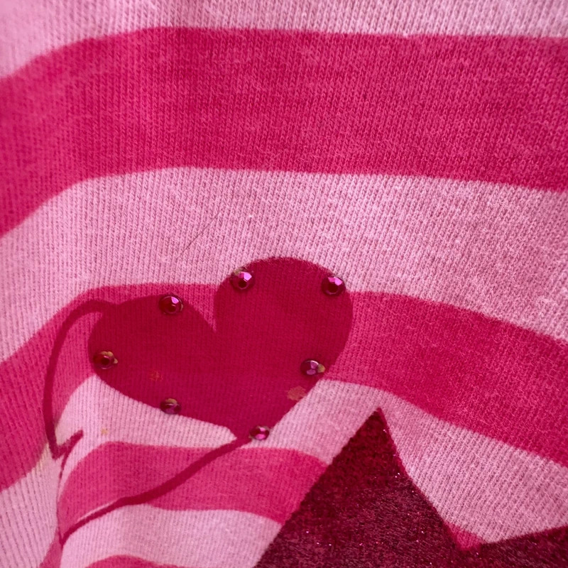 Disney Store Minnie Mouse Tunic Top UK12-14 Pink Striped 3/4 Sleeve Glitter 100% Cotton - Image 5
