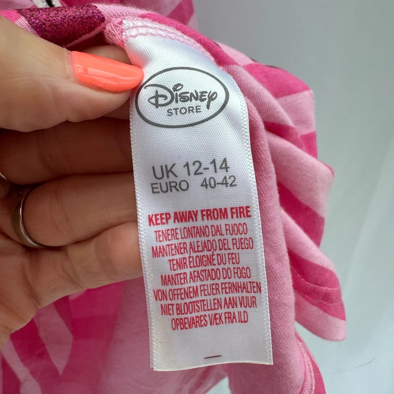 Disney Store Minnie Mouse Tunic Top UK12-14 Pink Striped 3/4 Sleeve Glitter 100% Cotton - Image 9