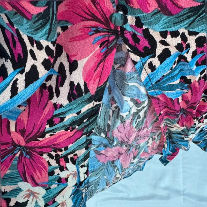 Love & Roses Tropical Floral Midi Dress UK 10 Pink Blue Multi - Image 5