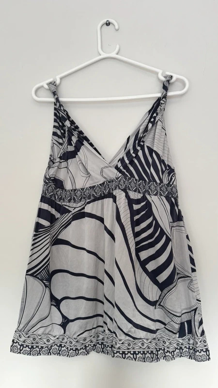 Joseph 100% Silk Printed Cami Top Grey Navy Strappy Boho Luxury UK 12 14 - Image 8