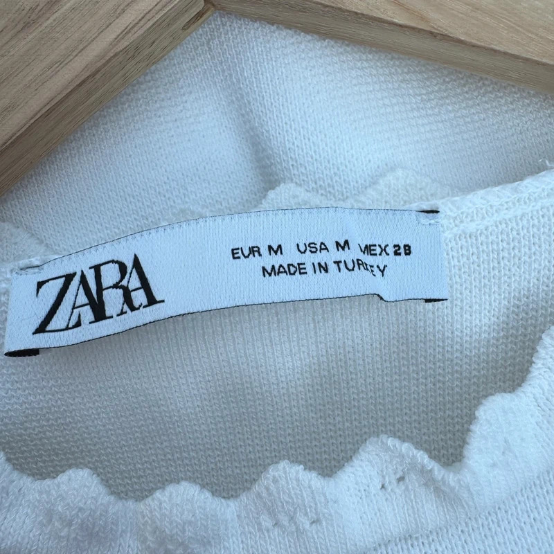 Zara Off-white Knit Mini Dress Scallop Trim Sleeveless Fit & Flare Size M / UK 10–12 - Image 7