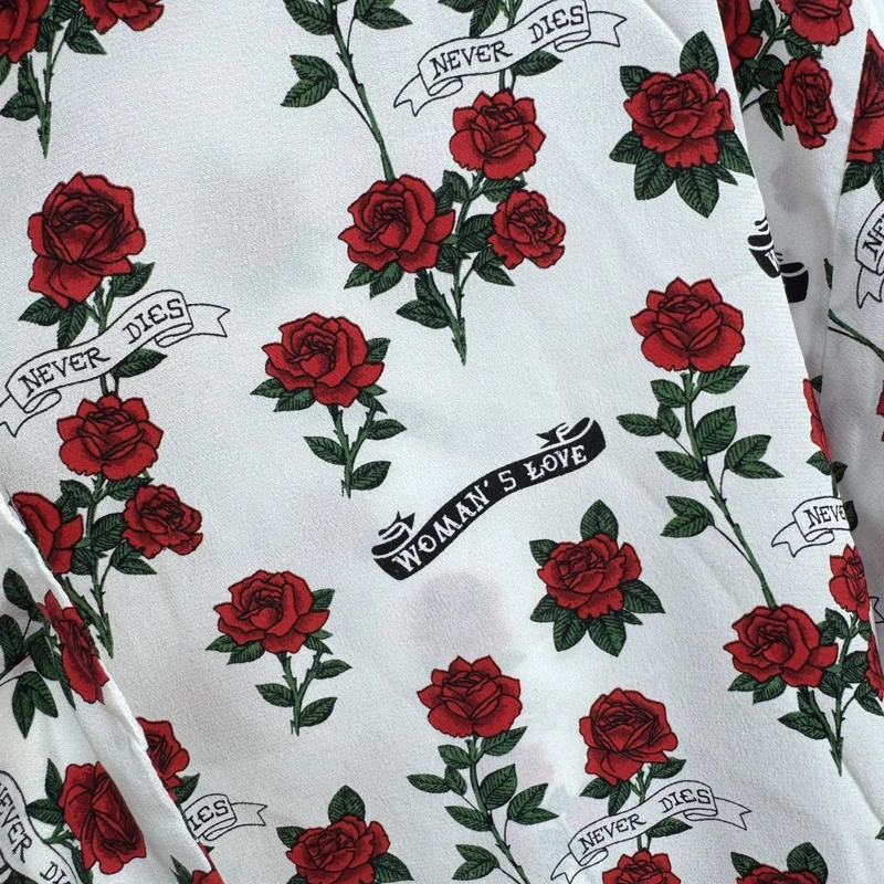 Sandro Paris 100% Silk Rose Print Blouse Size 1 / UK 8–10 Tie Neck “Woman’s Love” - Image 3