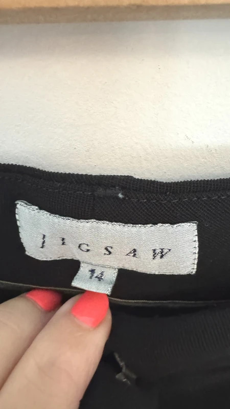 Jigsaw Black Wool Blend A-Line Midi Skirt UK 14 Smart Office Front Split - Image 4