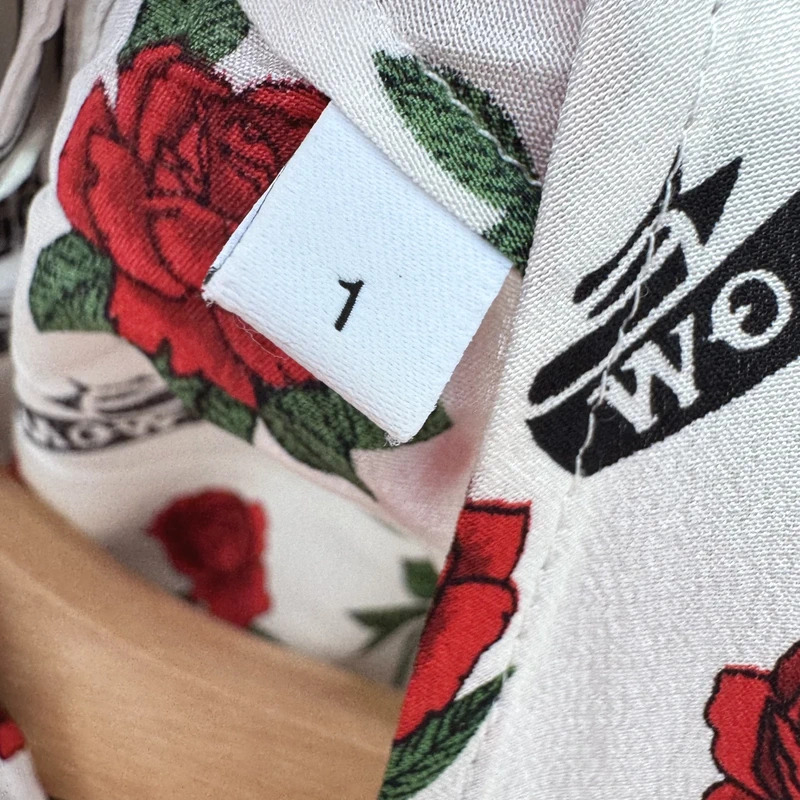 Sandro Paris 100% Silk Rose Print Blouse Size 1 / UK 8–10 Tie Neck “Woman’s Love” - Image 7
