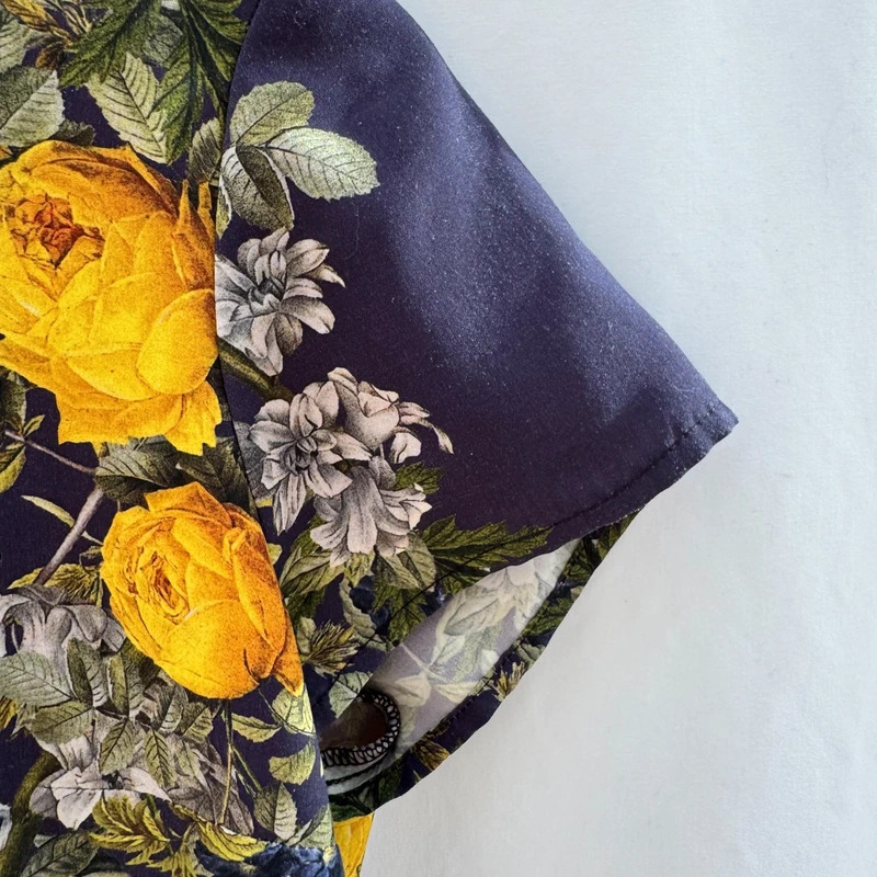 Next Navy Blue Yellow Rose Floral Shift Dress Short Sleeve UK 12 - Image 4