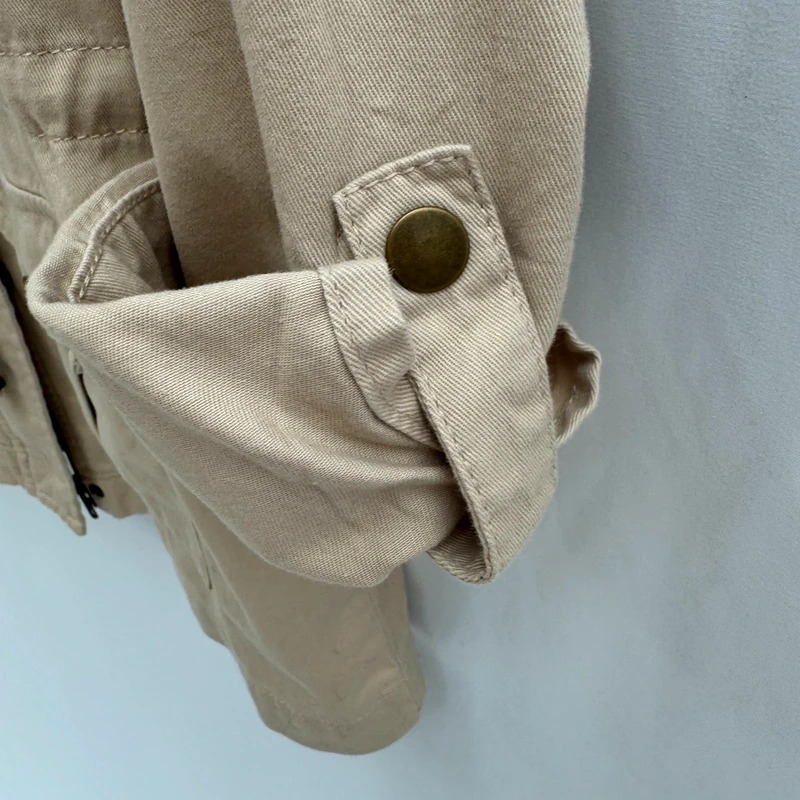 Damart Beige Utility Safari Field Jacket Size UK 14 Cotton-Blend - Image 4
