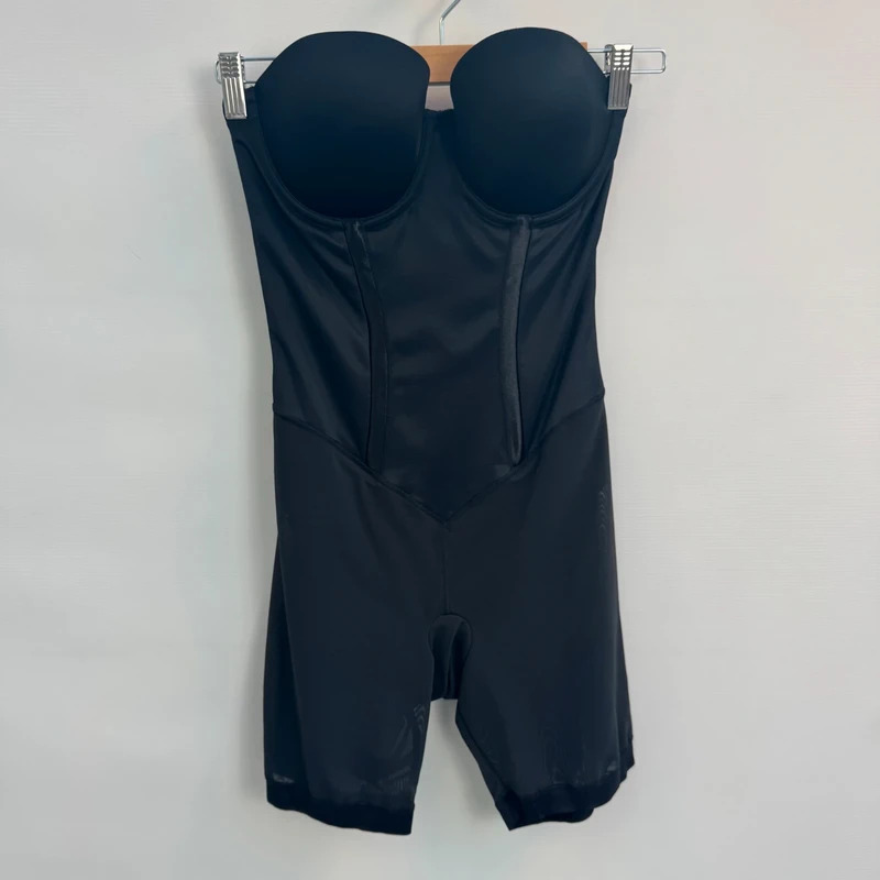 Flexees Maidenform Strapless Shaping Bodysuit Mid Thigh Black Size 38B