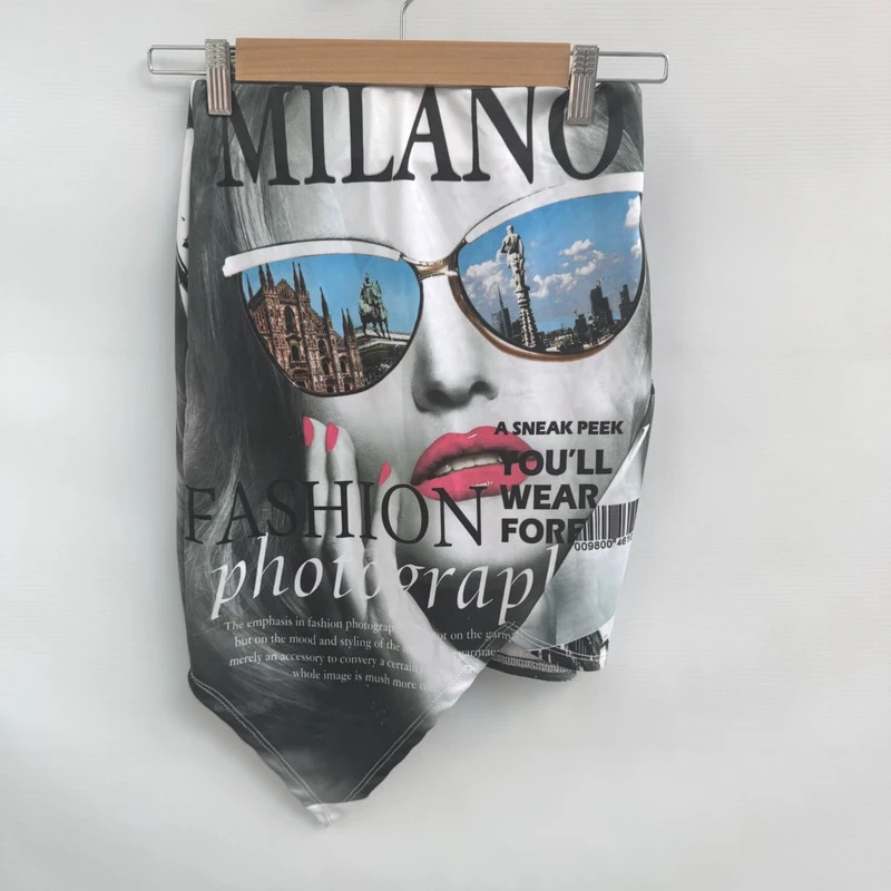 Jasmine Milano Magazine Print Mini Skirt Asymmetrical Hem UK 10–12 Medium