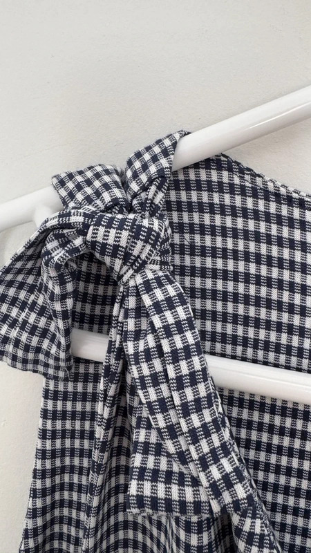 Lindy Bop Sabina Navy Gingham Tie Shoulder Midi Wiggle Dress UK 16 BNWT - Image 4