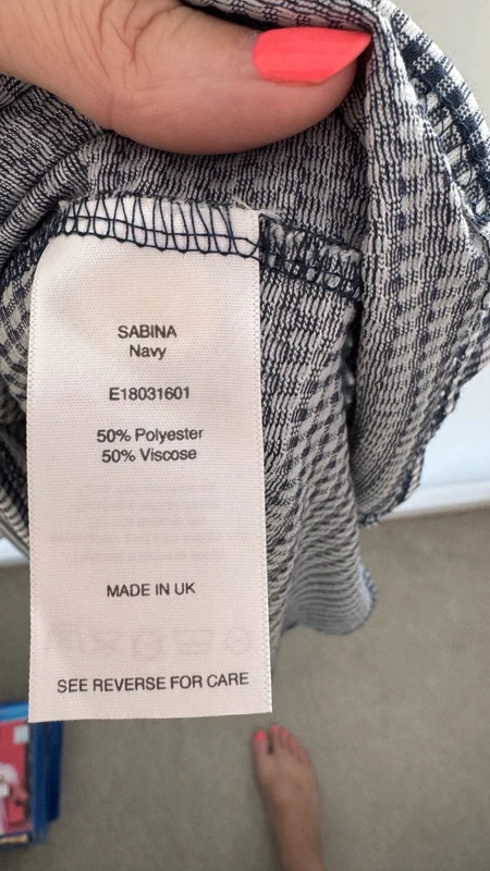 Lindy Bop Sabina Navy Gingham Tie Shoulder Midi Wiggle Dress UK 16 BNWT - Image 9