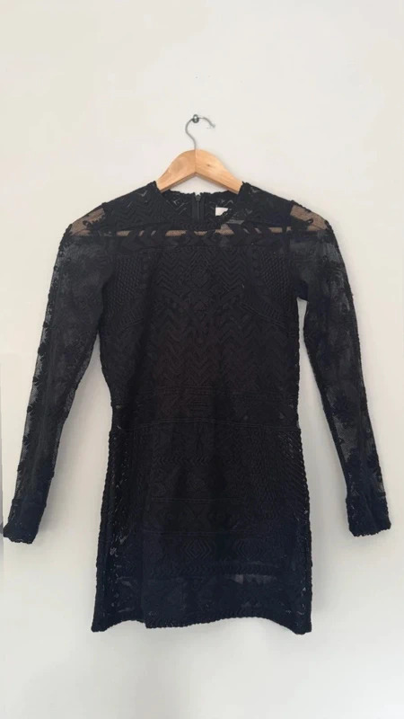 Isabel Marant Pour H&M Black Lace Mini Dress Long Sleeve uK 6 Designer