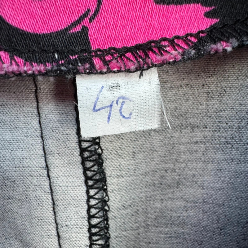 Black & Pink Floral Waistcoat EU 40 / UK 12-14 Collared, Pockets, Tie Waist Y2K Style - Image 3
