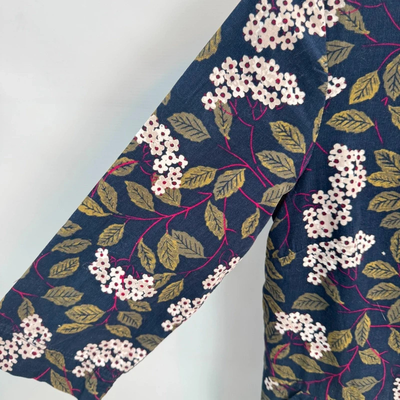 Seasalt Cornwall High Key Needlecord Dress UK 12 Navy Floral Pockets Lined - Image 4