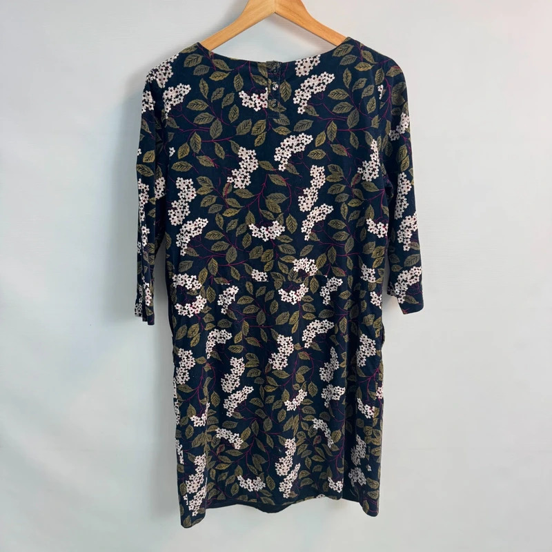 Seasalt Cornwall High Key Needlecord Dress UK 12 Navy Floral Pockets Lined - Image 7
