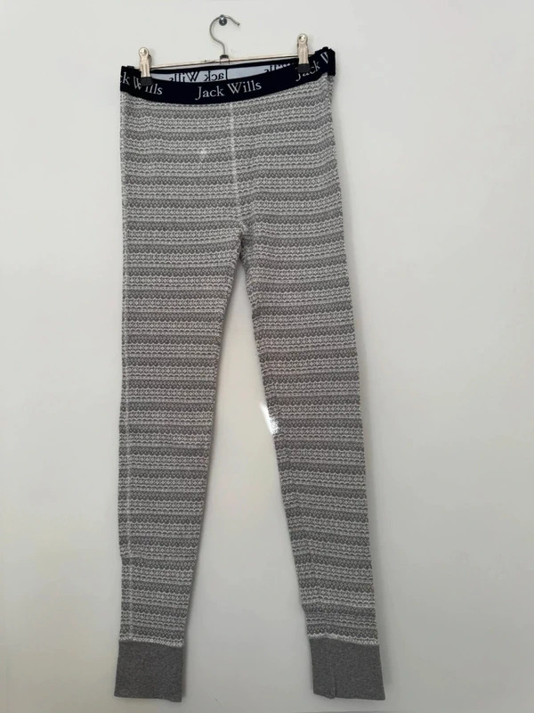 Jack Wills Fair Grey Isle Pattern Leggings Thermal Lounge Pants UK 10