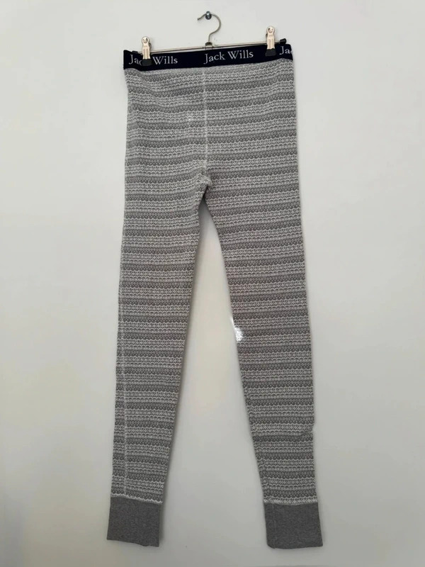 Jack Wills Fair Grey Isle Pattern Leggings Thermal Lounge Pants UK 10 - Image 3