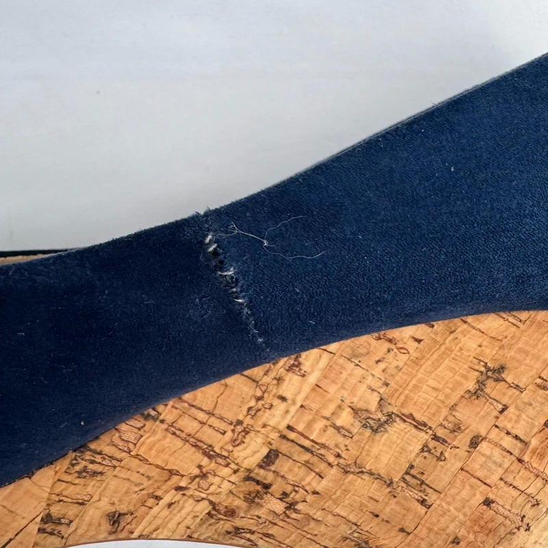 Next Navy Blue Faux Suede Cork Wedge Heels UK 5 EU 38 Round Toe Platform - Image 6