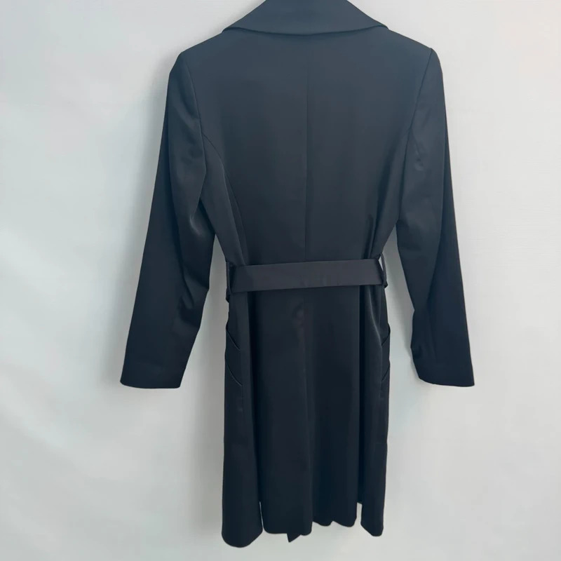 Todayswoman Coat UK 8 Black Double Breasted Belted Midi Smart Occasion Overcoat - Image 4