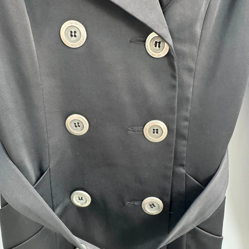 Todayswoman Coat UK 8 Black Double Breasted Belted Midi Smart Occasion Overcoat - Image 6