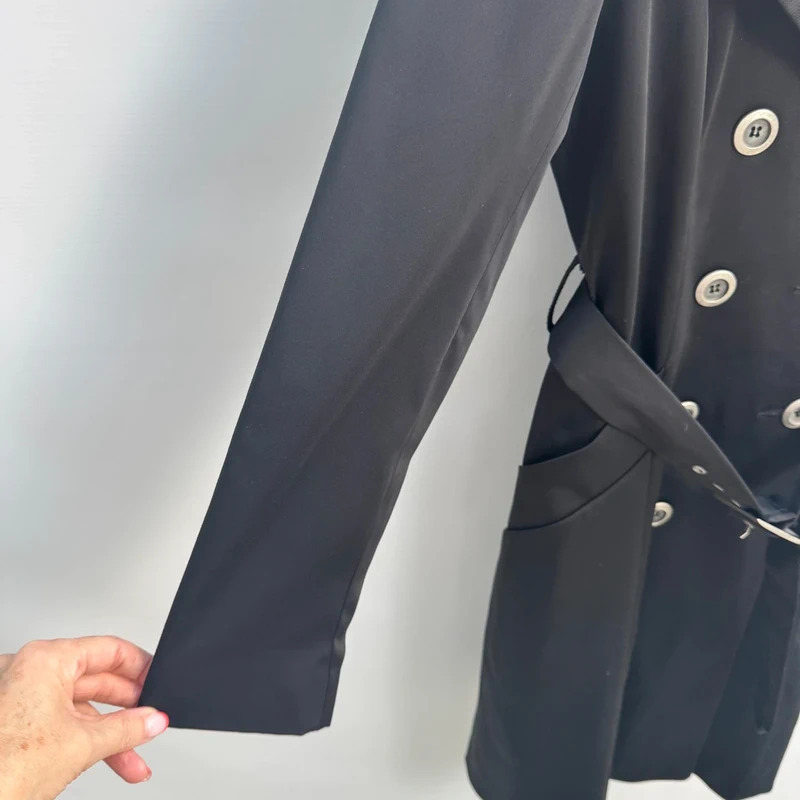 Todayswoman Coat UK 8 Black Double Breasted Belted Midi Smart Occasion Overcoat - Image 8