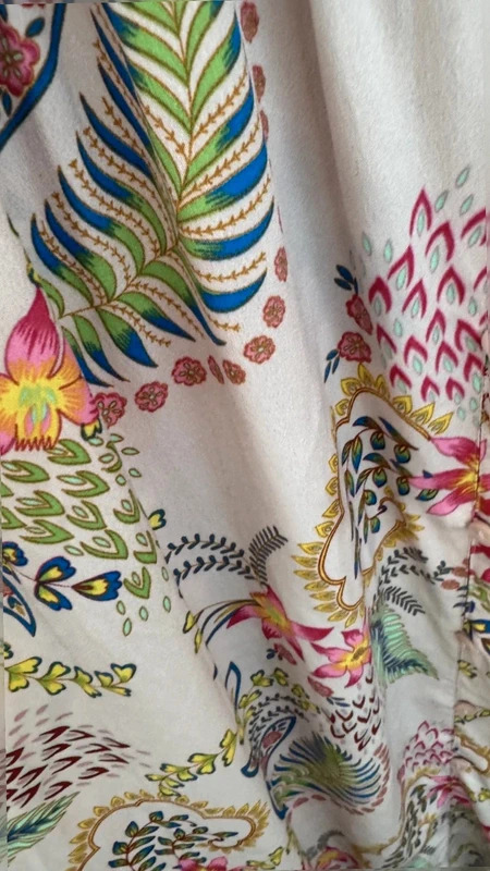 Avon Pink Tropical Floral Paisley Shirred Waist Midi Dress Maxi UK 14-16 - Image 3
